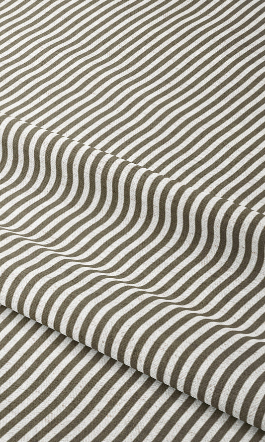 Candy Striped Home Decor Fabric By the Yard (Olive Brown/ White)
