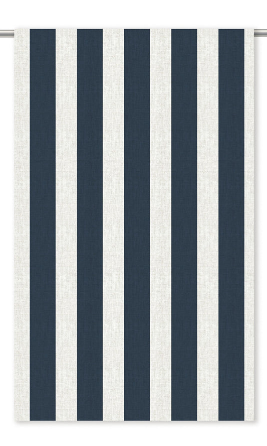 Awning Striped Home Decor Fabric Sample (Dark Navy Blue/ White)