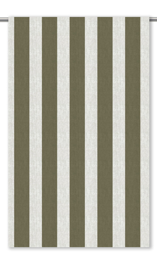 Awning Striped Home Decor Fabric Sample (Olive Green/ White)