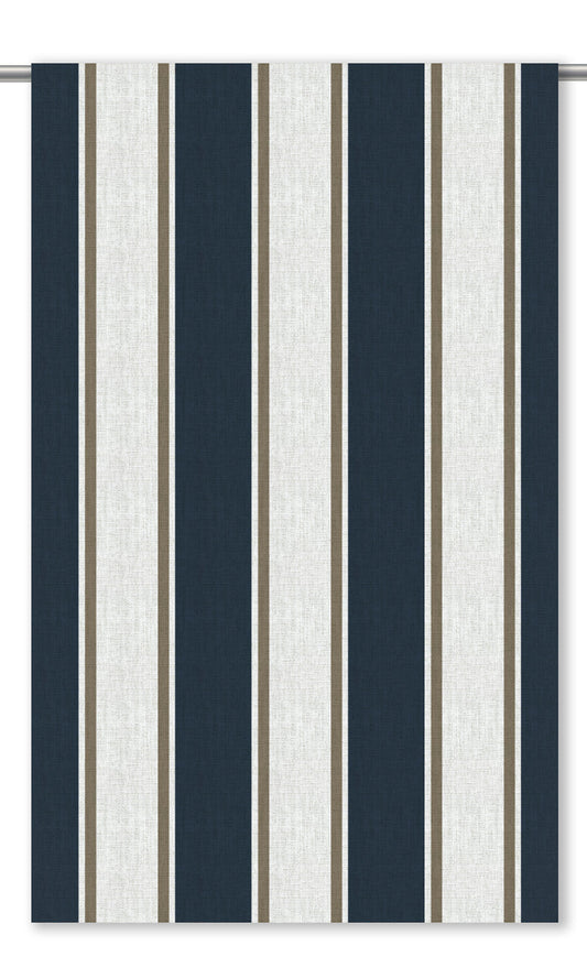Regency Striped Home Decor Fabric Sample (Dark Navy Blue/ White)