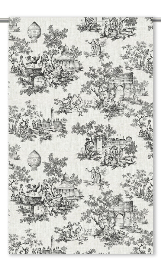 Toile Print Home Decor Fabric Sample (Black & White)