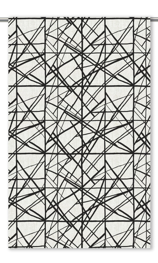 Modern Abstract Geo-Print Home Decor Fabric Sample (Black & White)