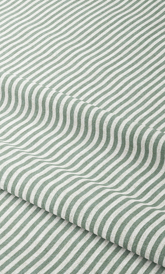 Candy Striped Home Decor Fabric By the Yard (Mint Blue/ White)