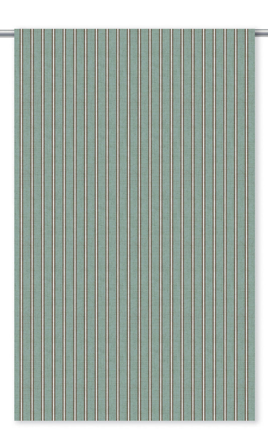 Pinstripe Home Decor Fabric By the Yard (Duck Egg Blue/ Cedar Brown)