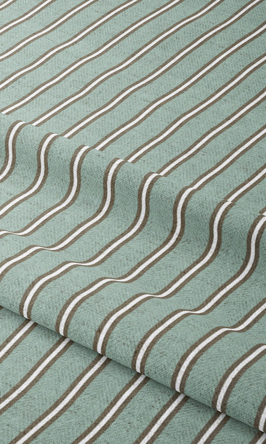 Pinstripe Home Decor Fabric Sample (Duck Egg Blue/ Cedar Brown)