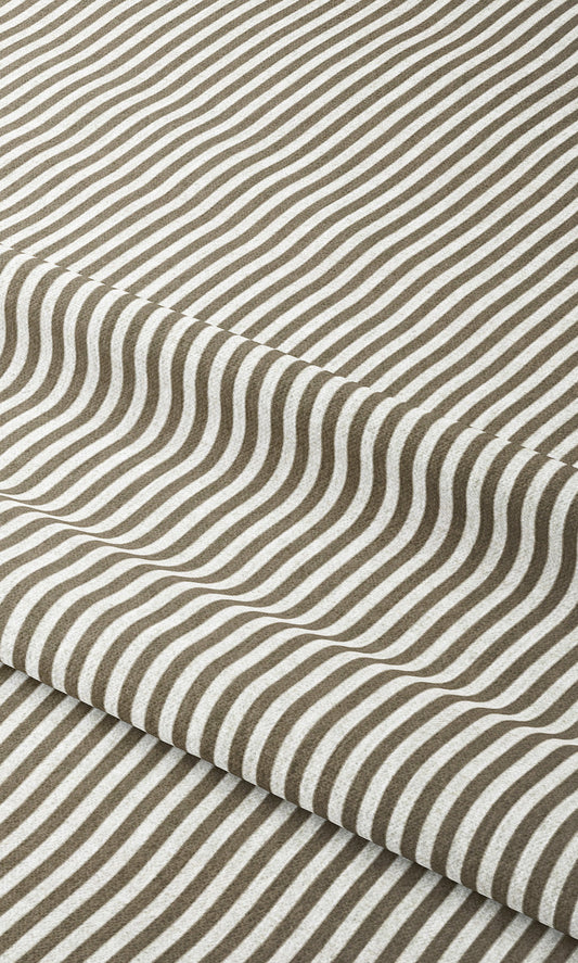Candy Striped Home Decor Fabric Sample (Olive Brown/ White)