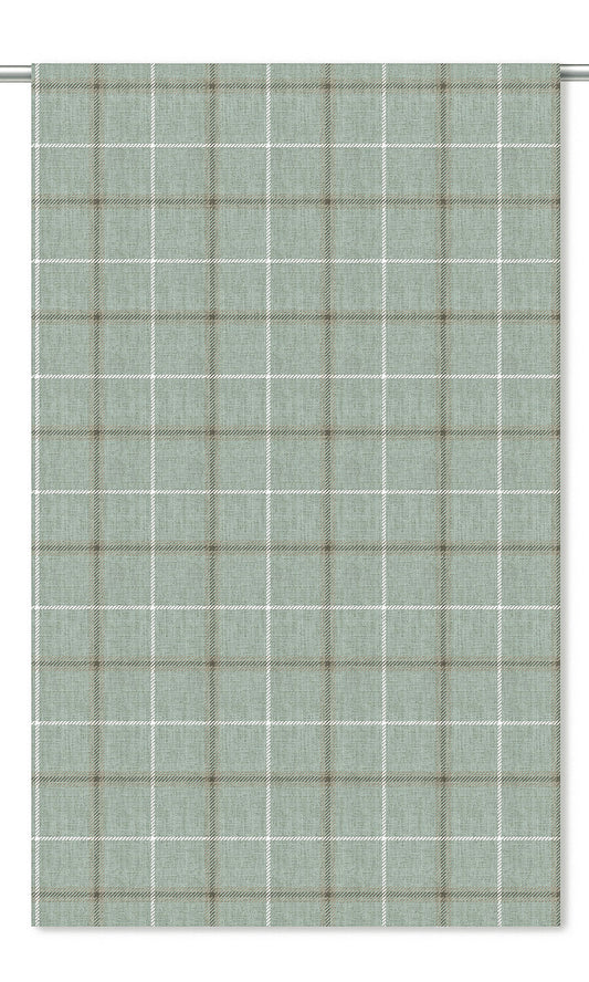 Windowpane Check Home Decor Fabric By the Yard (Duck Egg Blue/ Salmon Pink)