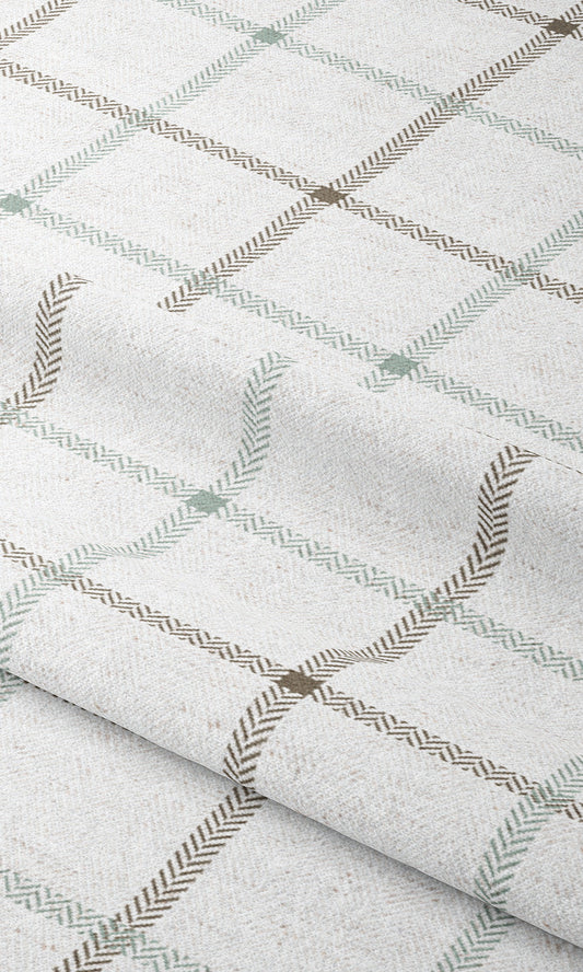 Windowpane Check Home Decor Fabric By the Yard (Parchment White/ Stone Blue)
