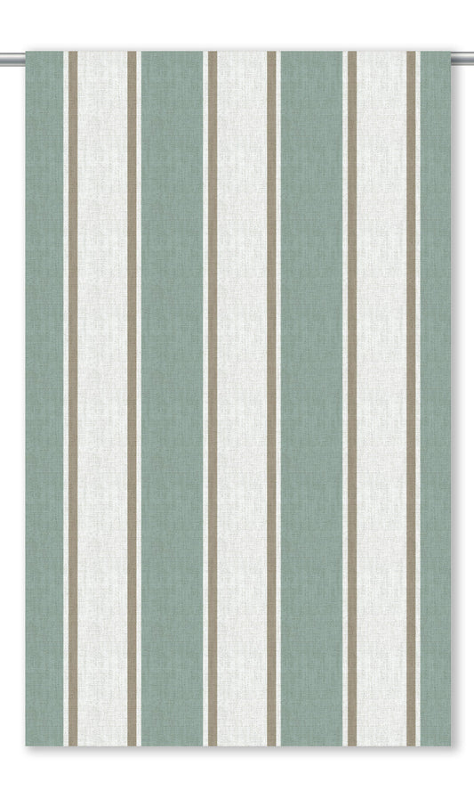 Regency Striped Window Curtains (Duck Egg Blue/ Mocha Brown)