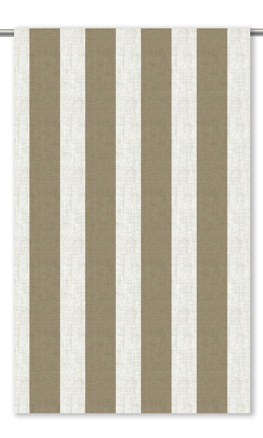 Awning Striped Home Decor Fabric Sample (Mocha Brown/ White)
