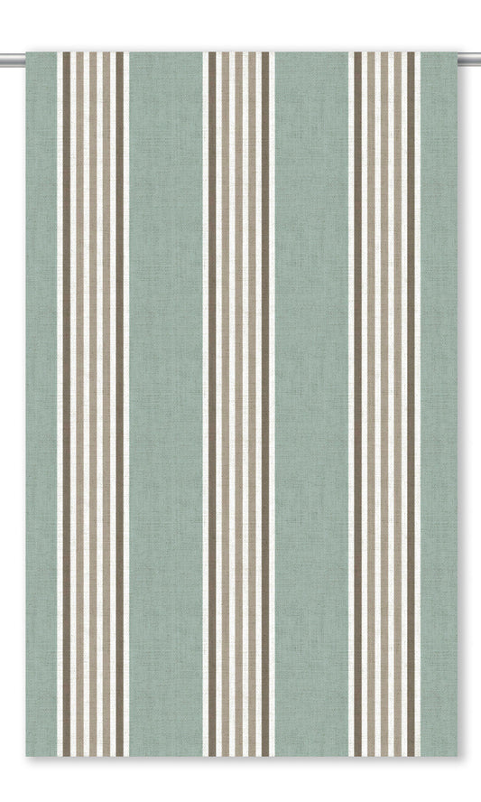 Regency Striped Home Decor Fabric By the Yard (Duck Egg Blue/ Mocha Brown)