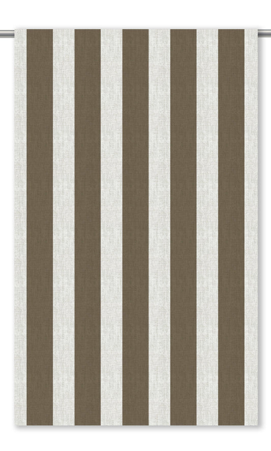 Awning Striped Home Decor Fabric Sample (Dark Khaki Brown/ White)