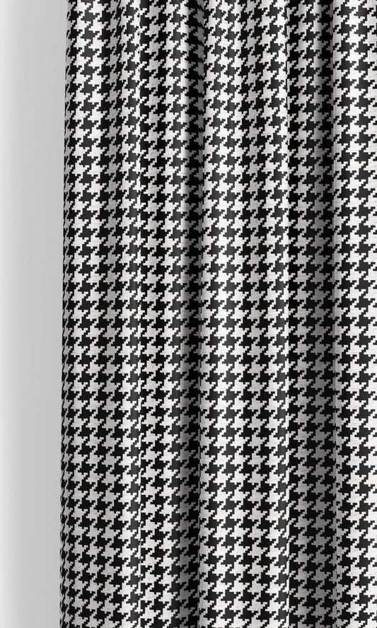 Houndstooth Check Home Decor Fabric Sample (Black & White)