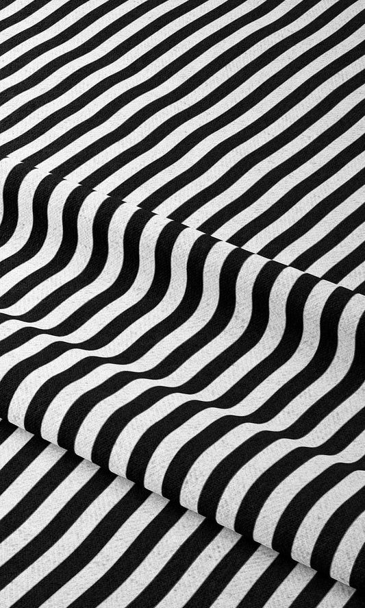 Candy Striped Home Decor Fabric Sample (Black/ White)