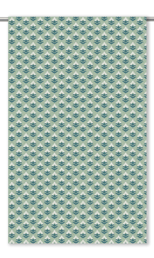 Floral Block Print Roman Shades (Seafoam Green/ Teal Blue)