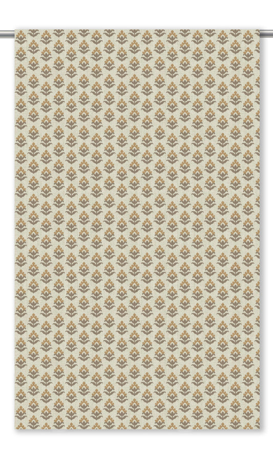 Floral Block Print Window Blinds (Cream/ Brown)