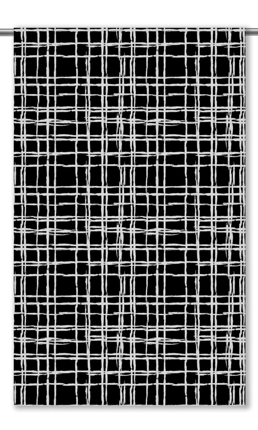 Abstract Grid/ Checkered Print Drapery (Black/ White)