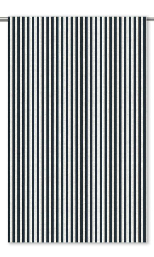 Candy Striped Home Decor Fabric By the Yard (Midnight Blue/ White)