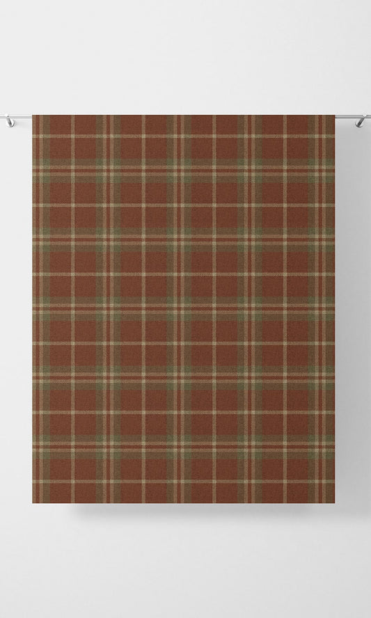 Check Print Home Décor Fabric Sample (Brick Red/ Green)