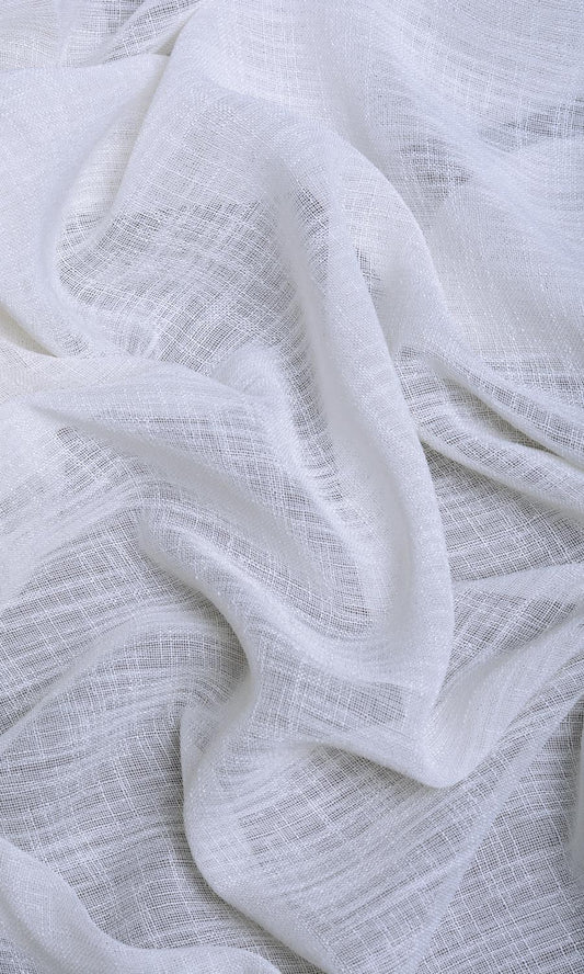 Sheer Linen Home Decor Fabric Sample (White/ Ivory)