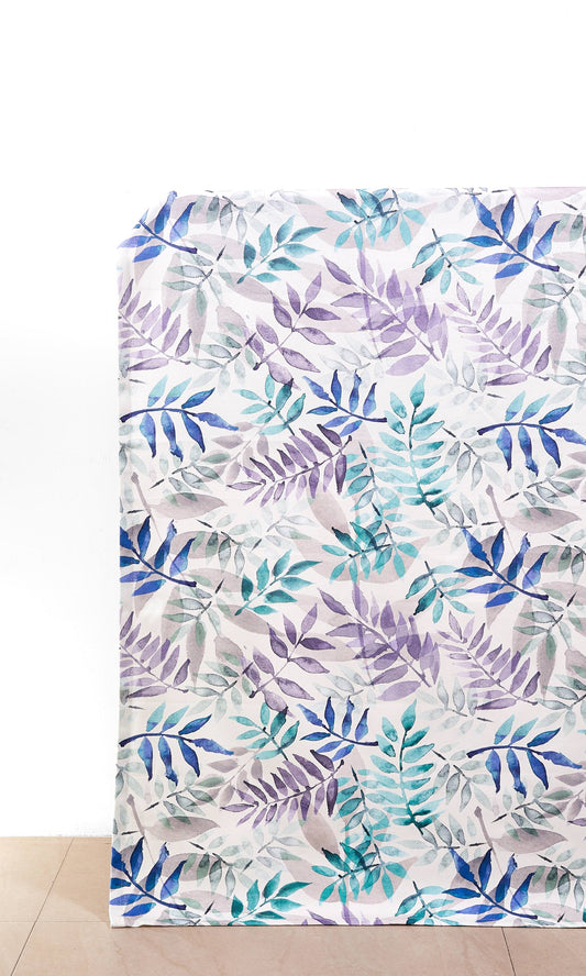 Floral Cotton Home Decor Fabric Sample (Purple/ Blue/ Gray)