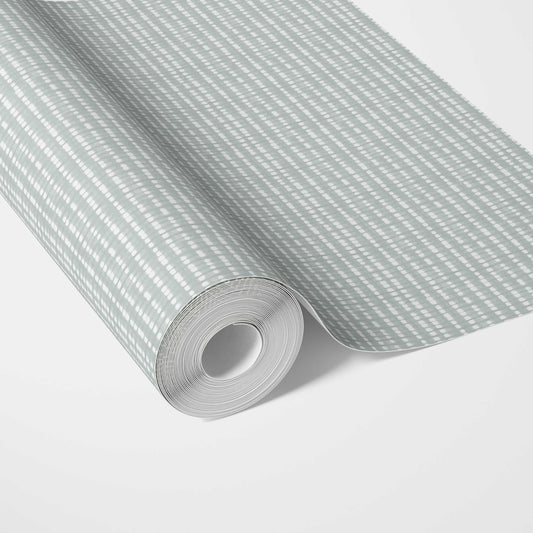 Textured Shibori Effect Striped Traditional Wallpaper (Blue/ White)