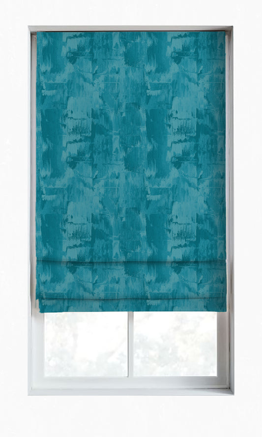 Dimout Striped Window Shades (Teal/ Turquoise Blue)