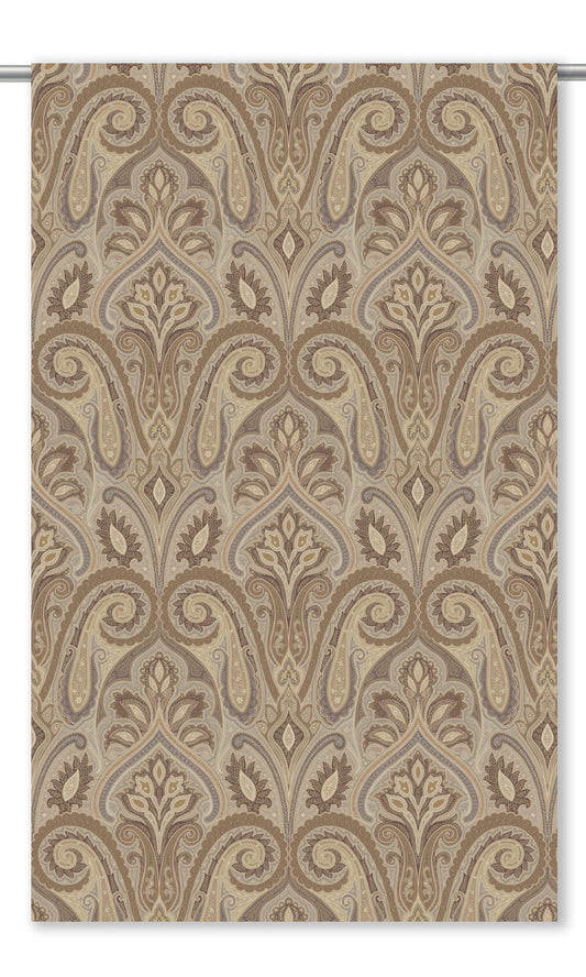 Paisley Damask Velvet Window Curtains (Peanut Brown/ Tan Beige)