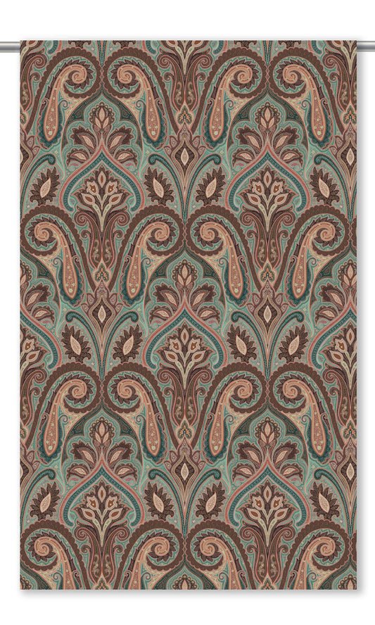 Paisley Damask Velvet Home Decor Fabric By the Yard (Coffee Brown/ Teal Green/ Pink Beige)