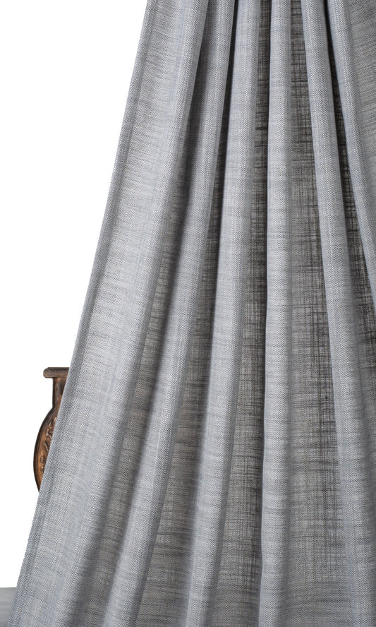 Textured Semi-Sheer Curtain Panels (Gray)