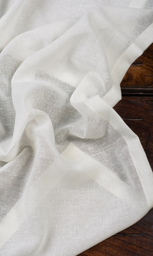 Plain Linen-Texture Sheer Home Decor Fabric Sample (White)