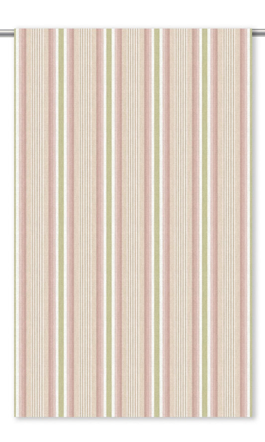 Striped Home Decor Fabric By the Yard (Pastel Pink/ Green)
