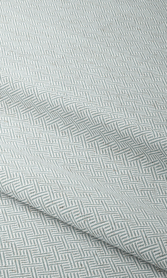 Crosshatch Geo-Print Home Decor Fabric By the Yard (Pastel Blue/ White)