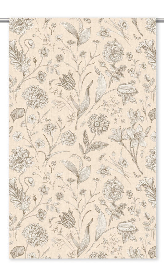 Botanical Floral Home Decor Fabric By the Yard (Blush Pink/ Sepia Brown)