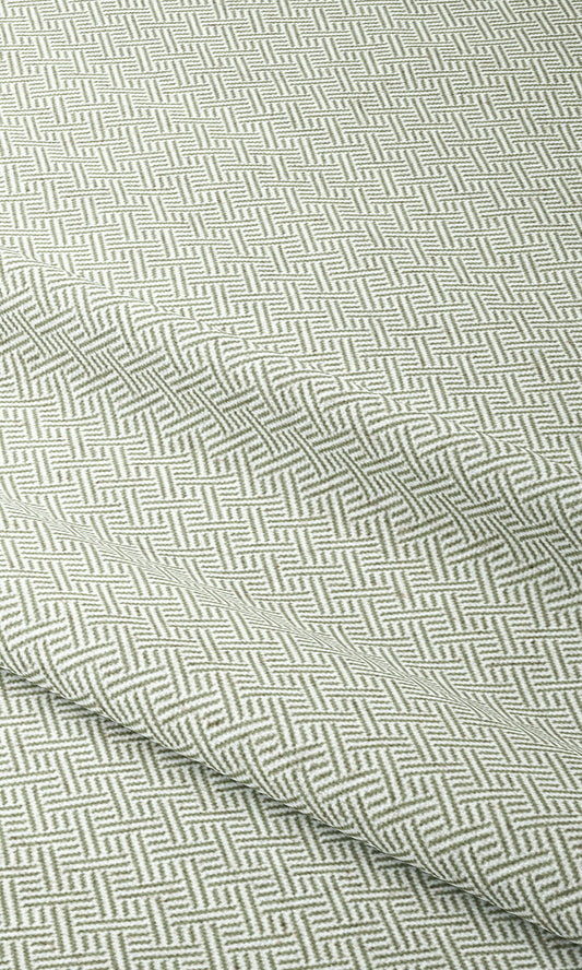 Crosshatch Geo-Print Home Decor Fabric By the Yard (Olive Green/ White)