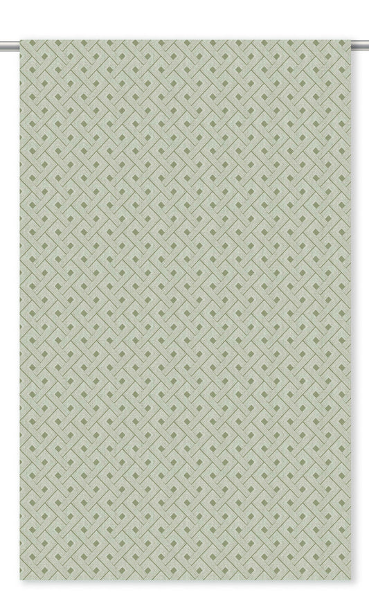 Basketweave Print Drapes (Olive Green/ White)