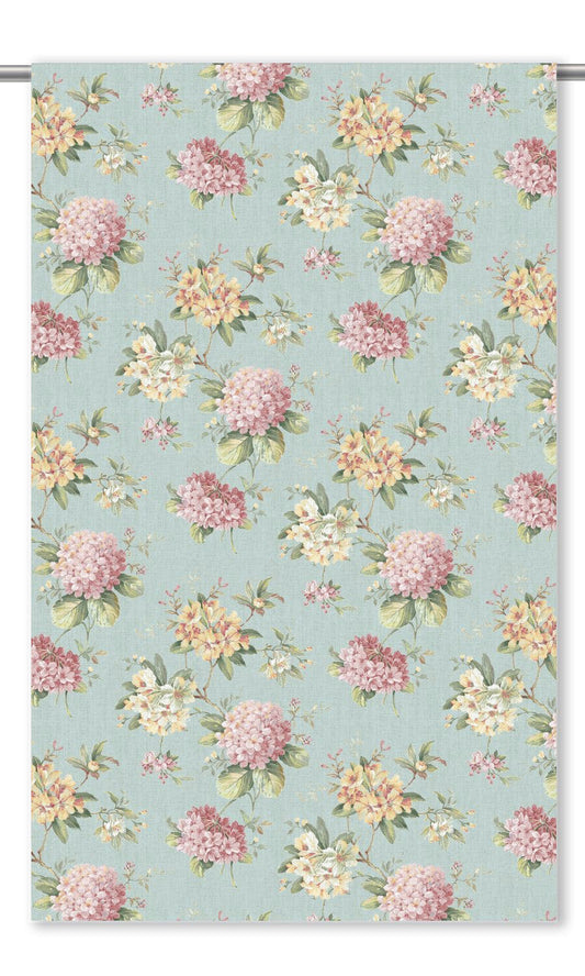 English Floral Home Decor Fabric By the Yard (Powder Blue/ Pink/ Green)