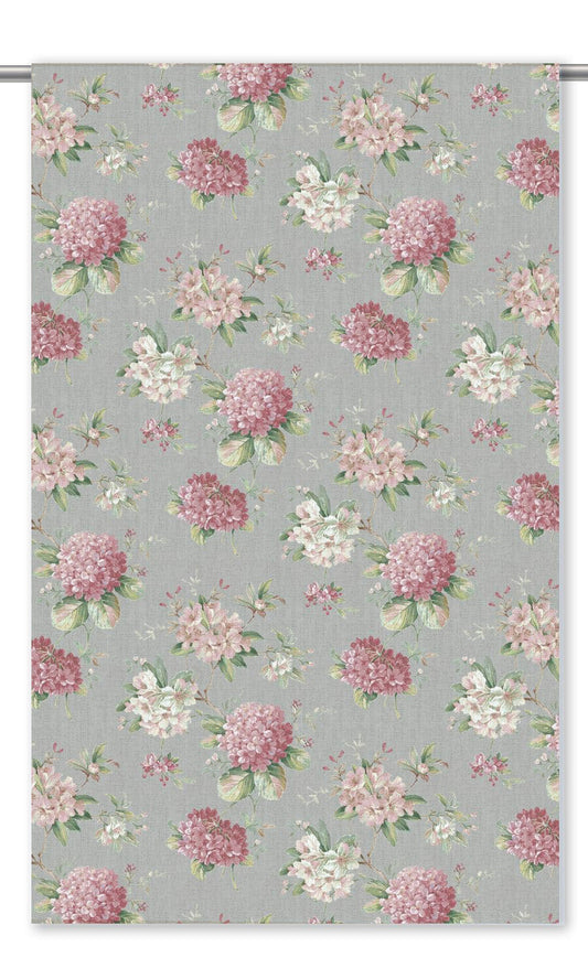 English Floral Home Decor Fabric By the Yard (Pastel Pink/ Soft Gray)