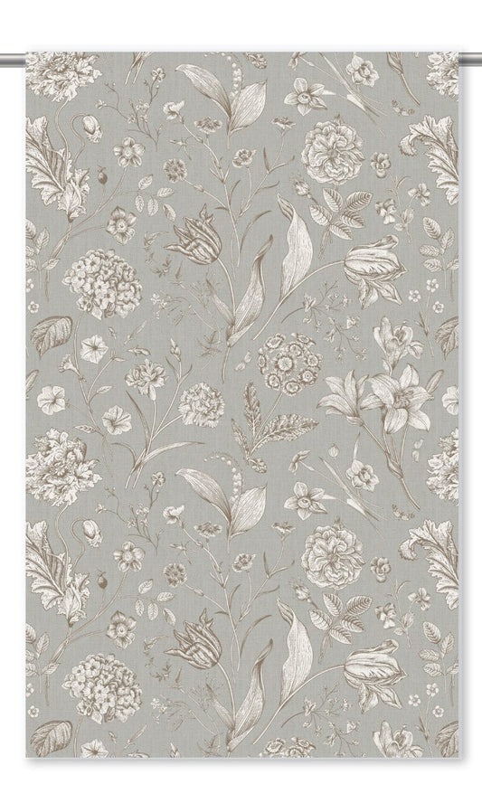 Botanical Floral Home Decor Fabric Sample (Stone Gray/ Sepia Brown)