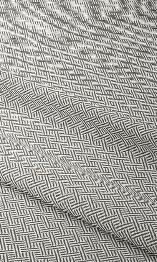 Crosshatch Geo-Print Home Decor Fabric Sample (Slate Grey/ White)