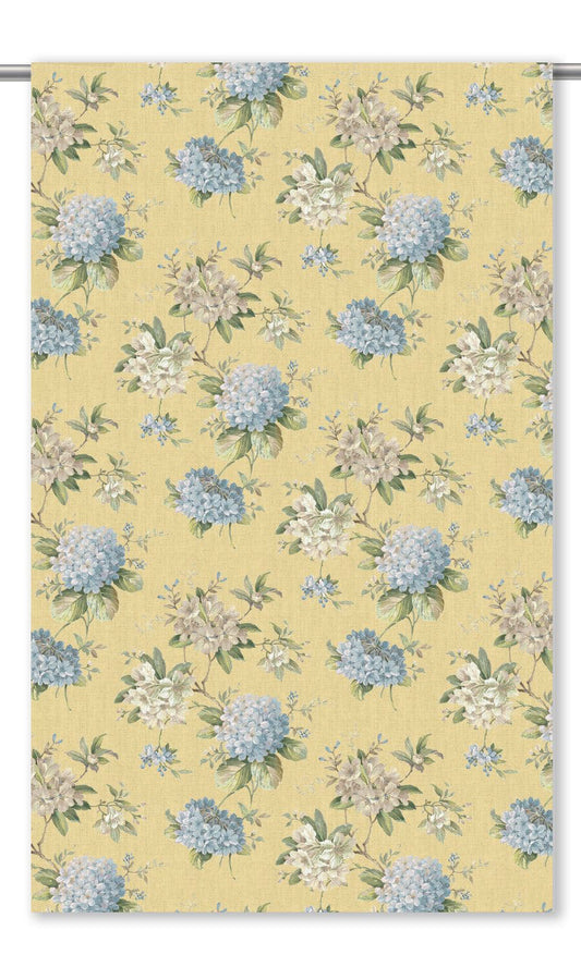 English Floral Home Decor Fabric By the Yard (Buttery Yellow/ Cornflower Blue)