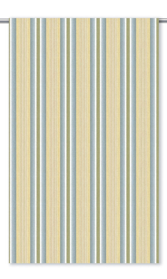 Striped Home Decor Fabric By the Yard (Buttery Yellow/ Stone Blue)