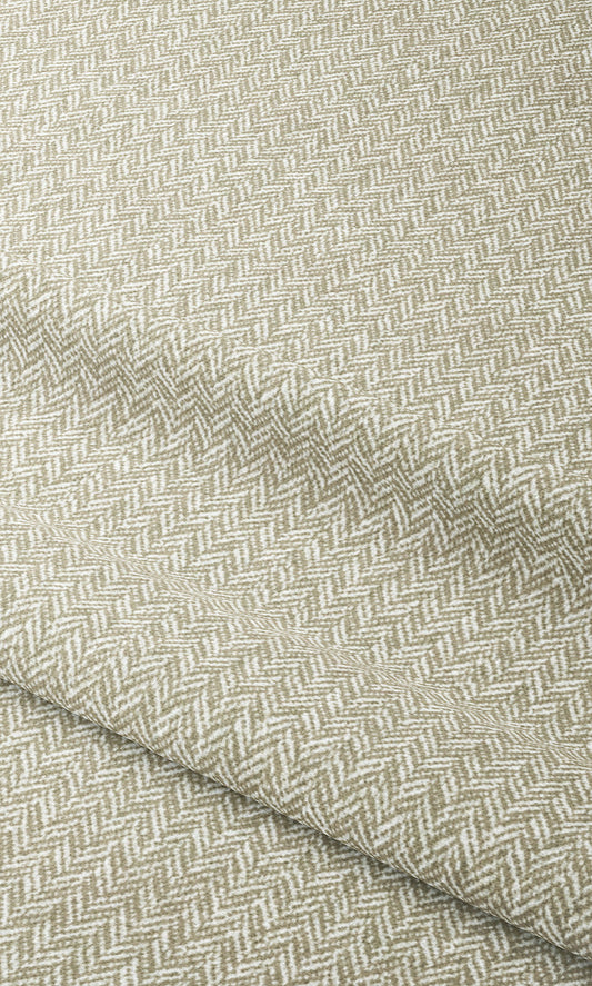 Herringbone Print Home Decor Fabric By the Yard (Olive Green/ White)