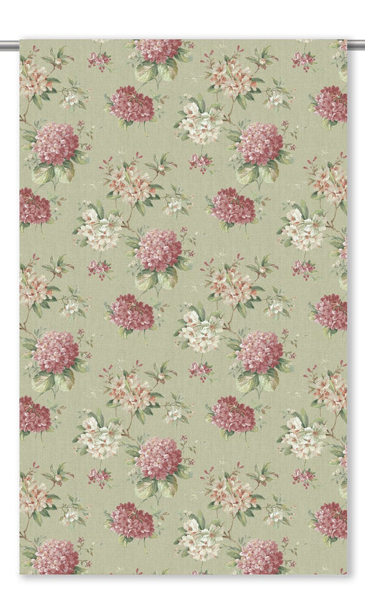 English Floral Home Decor Fabric By the Yard (Pastel Pink/ Sage Green)