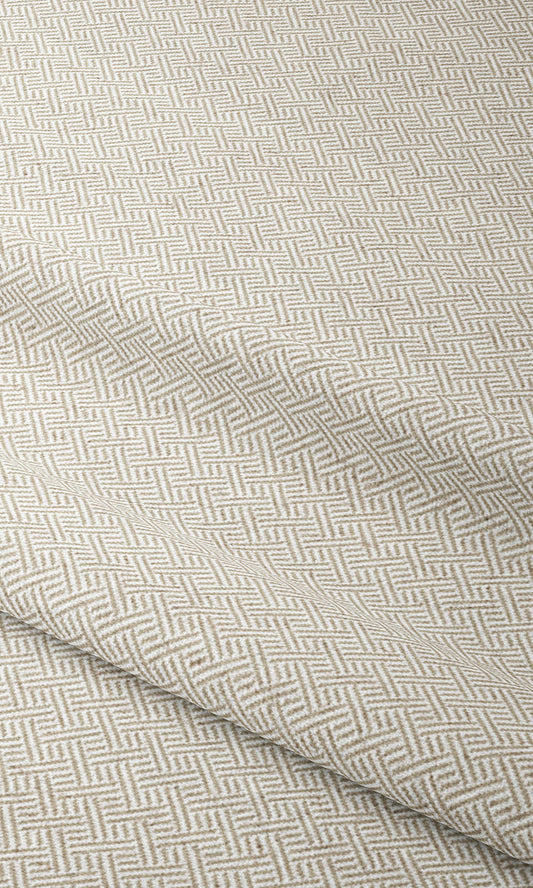 Crosshatch Geo-Print Window Curtains (Pale Brown/ Beige)