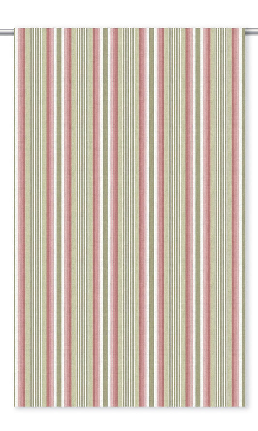 Striped Home Decor Fabric By the Yard (Pink/ Olive/ Sage Green)