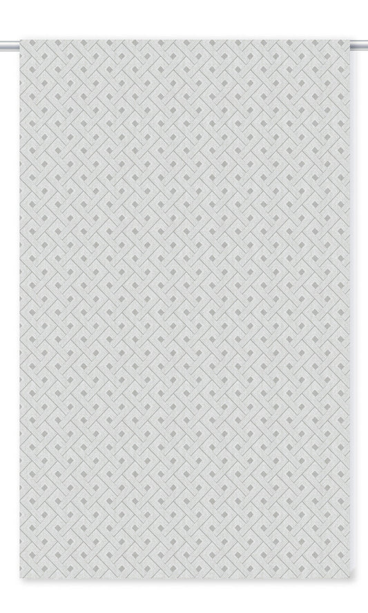 Basketweave Print Drapery (Pale Gray/ White)