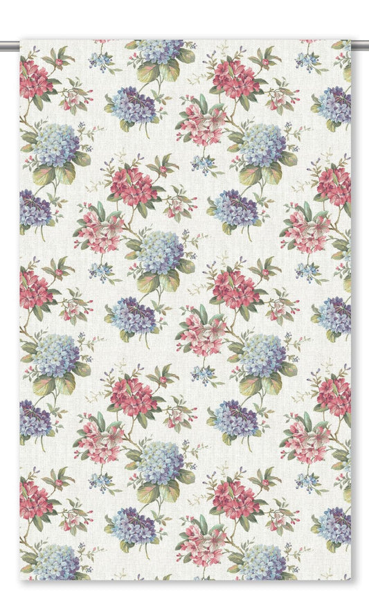 English Floral Home Decor Fabric By the Yard (Cornflower Blue/ Deep Pink/ White)
