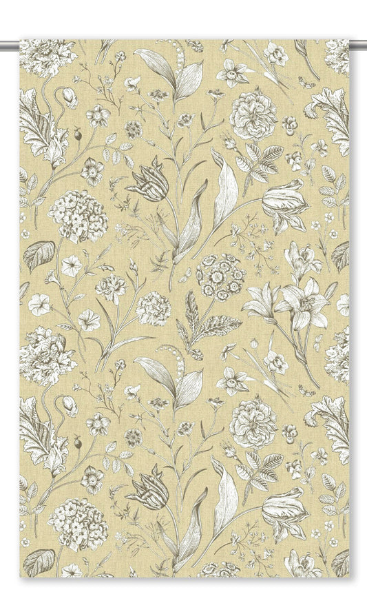 Botanical Floral Home Decor Fabric By the Yard (Beige/ Sepia Brown)