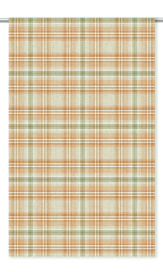 Plaid Home Decor Fabric Sample (Pastel Orange/ Sage Green)